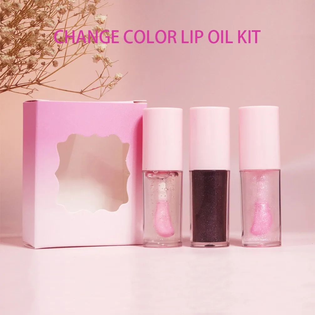 3個入りフルーツフレーバーリッププランパーオイル、温度変化保湿、プライベートラベルカスタムロゴ、ヴィーガンメイクアップ、卸売リップオイル