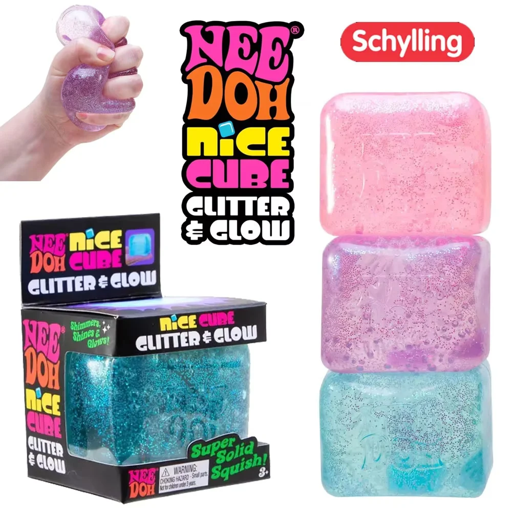 Hot New Product NeeDoh Nice Cube Glitter and Glow Crunch Stress Relief Toy Squeeze Toy Nice Cube Sensory Toy for Adults Gifts