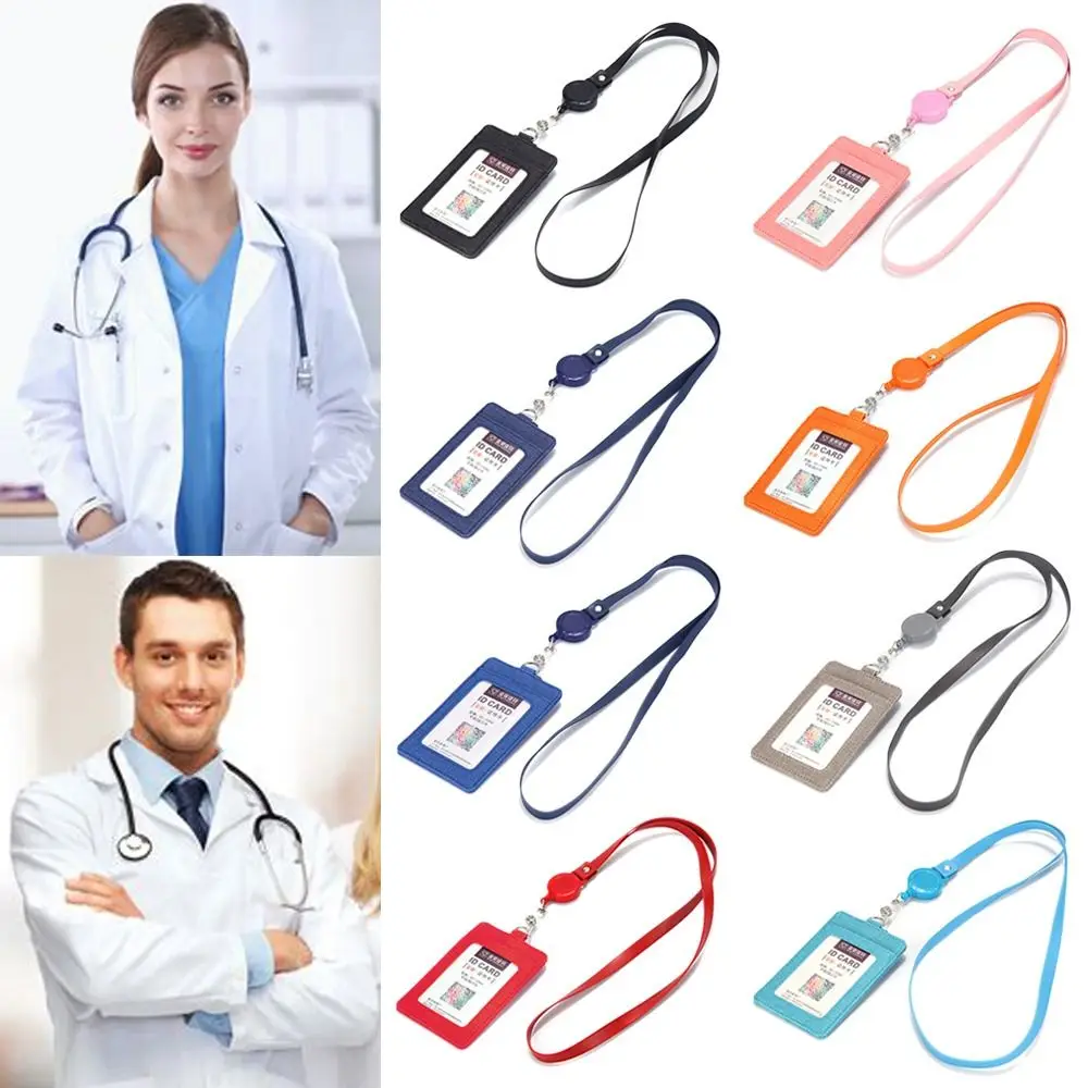 Women Men ID Business Case Bank Credit Card ID Badge Holder Name Badge Holder Work Card Holder PU Leather