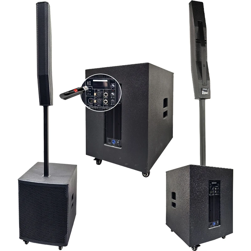 Portable Column Sspeakers Line Array Active with Subwoofer Professional Outdoor Sound pa System Active Column Speaker