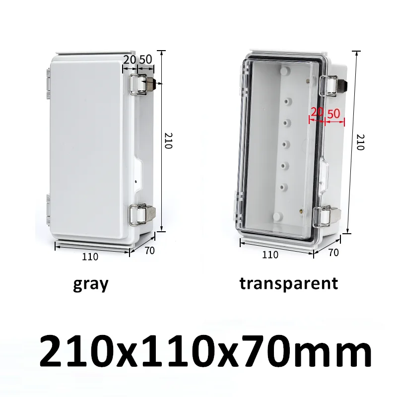 IP67 waterdichte ABS-aansluitdoos grijs transparant deksel buiten elektrische behuizing scharnierende behuizing voor elektronische instrumenten