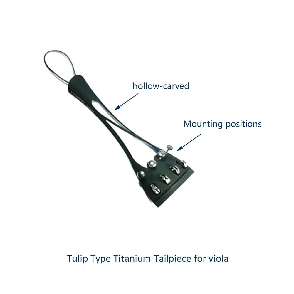 STRADPET Tulip Type Titanium Tailpiece Set for Viola with Titanium Tailgut Pro, Optional with or without fine tuners