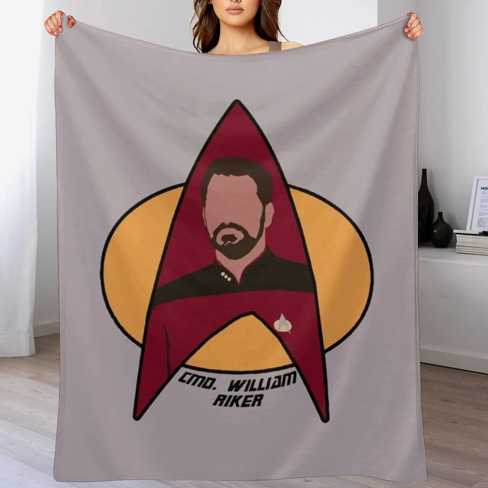 

Commander Riker Throw Blanket Retros funny gift blankets ands Soft Plush Plaid Blankets