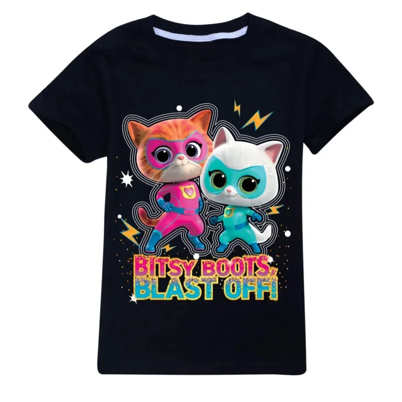 SuperKitties Super Kitties Roupas infantis de verão para bebês meninos camiseta de algodão para crianças pequenas meninas tops de manga curta