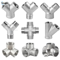 BSP Male+Female Threaded 3 4 5 Way Tee Y X Pipe Fitting 1/4\