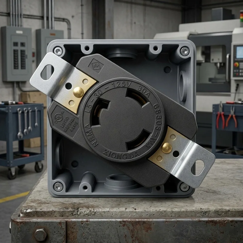 L5-30R 30A 125V Industrial Socket Three-Hole Anti-Stripping Design ABS Housing for Construction and Maintenance