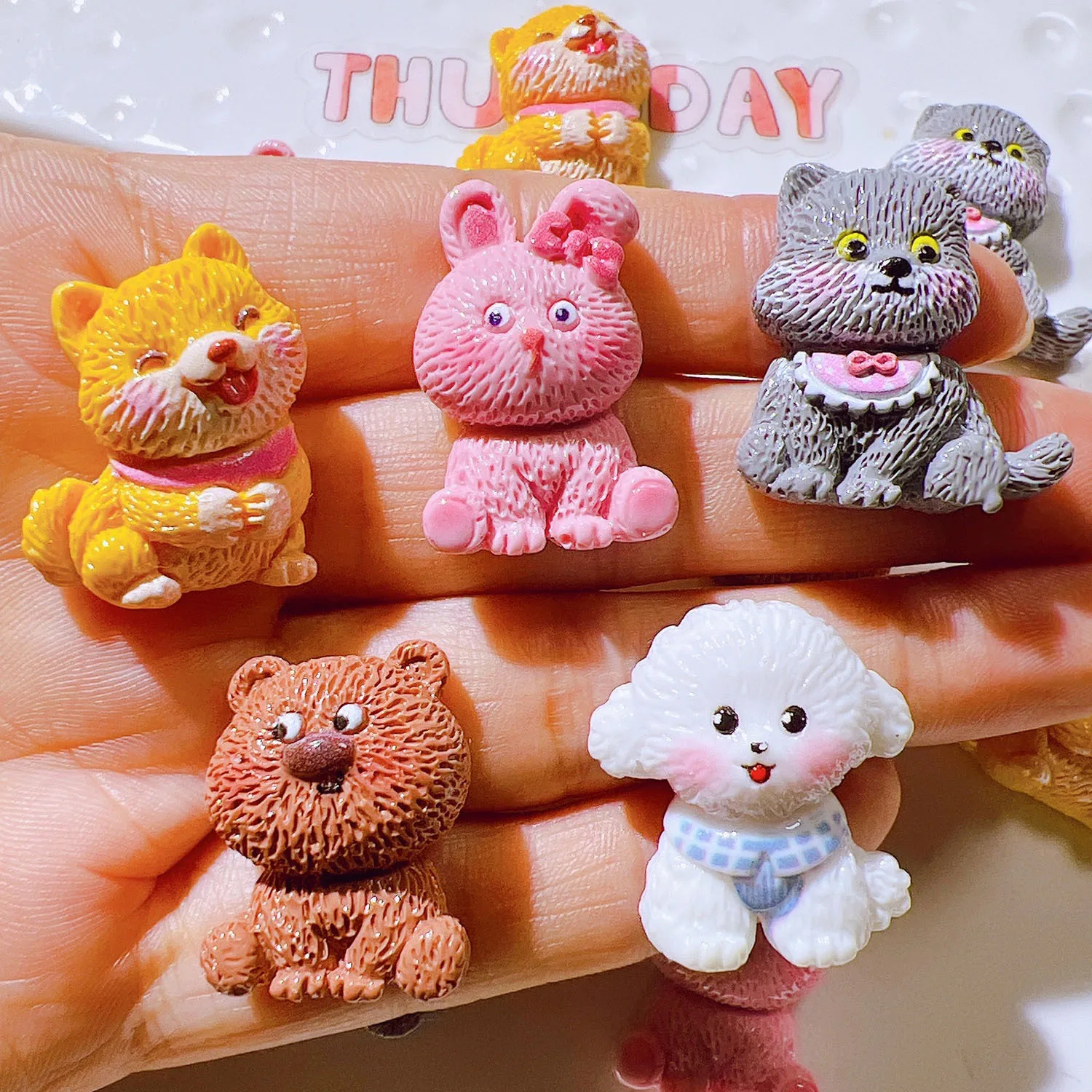 10pcs Cartoon 3D animal puppies, rabbits, kittens Resin Flatback Scrapbook Wedding DIY Decor Crafts Jewelry Accessories