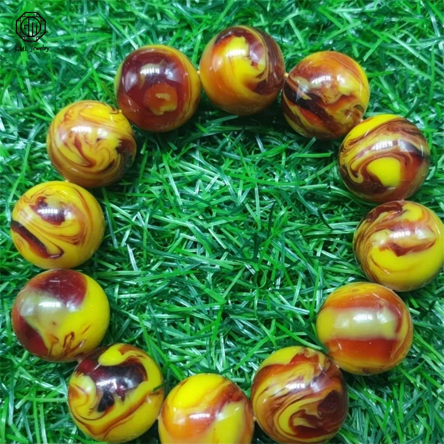New Second Generation Honey Amber Round Beads Bracelet Simple Style Beaded Wristband For Women Men Everyday Jewelry Gift