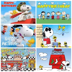 Cartoon Dog Snoopyed Theme Background Baby Girl Boy Birthday Party Banner Decorative Supplies Vinyl Photo Props Baby Shower Gift