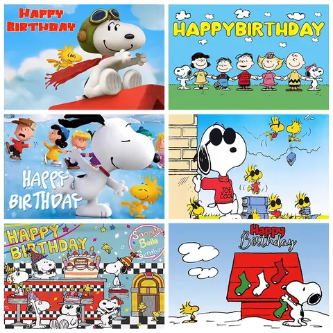 Dessin animé chien Snoopyed thème fond bébé fille garçon fête d'anniversaire bannière fournitures décoratives vinyle Photo accessoires bébé douche cadeau