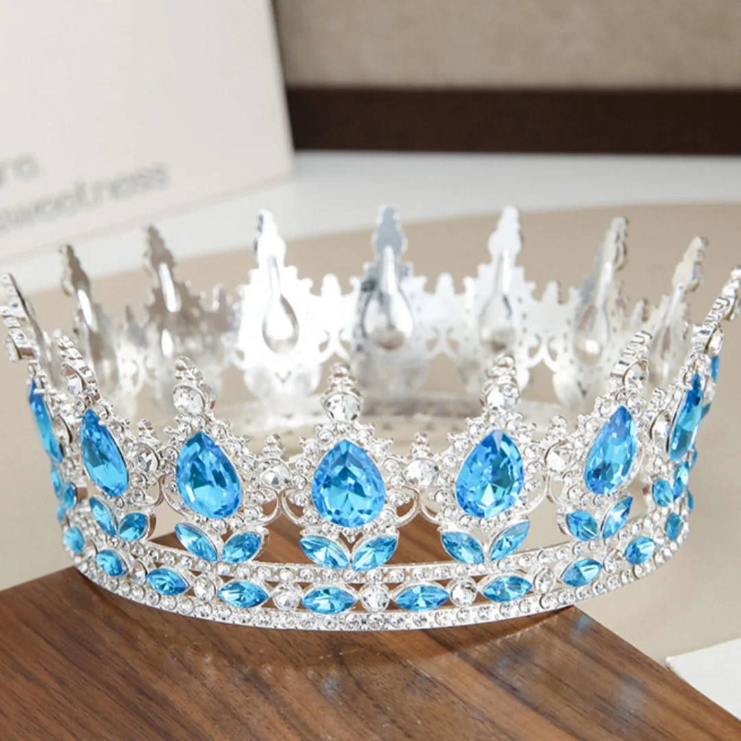 إكسسوارات الشعر تاج كريستال تاج كامل بار إكسسوارات ميتزفه لحفلات الزفاف والنساء والفتيات