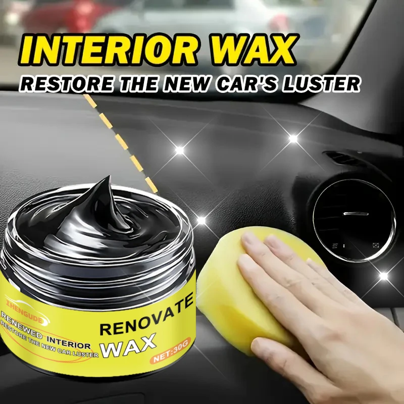 Black Universal Car Wax Paste: Dashboard Nano Crystal Coating, Interior Shine, Tire Protection and Oxidation Removal