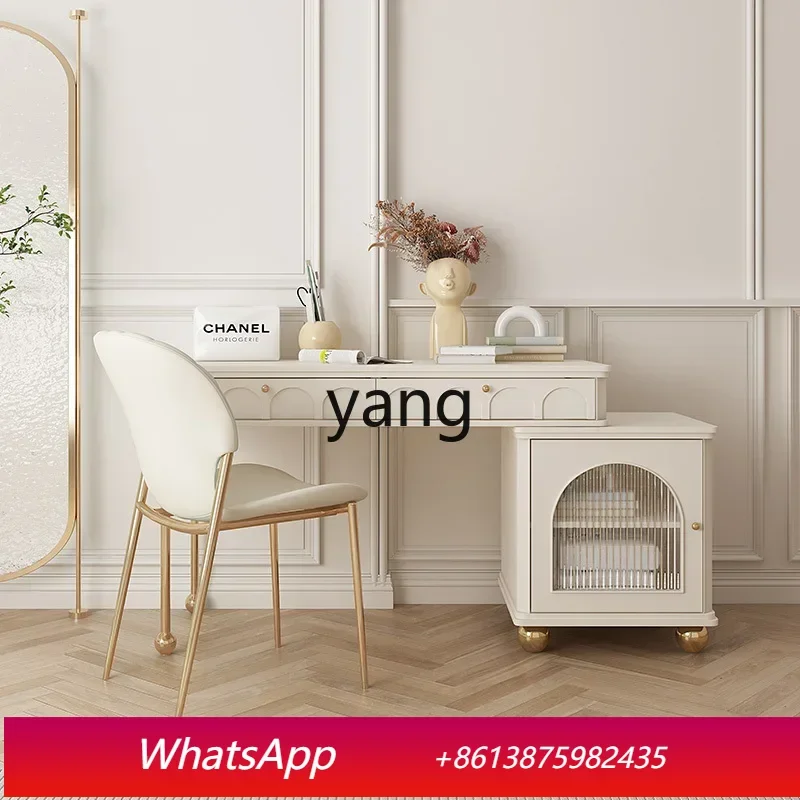 

LMMcomputer study table modern simple Internet celebrity white study small apartment corner cream wind