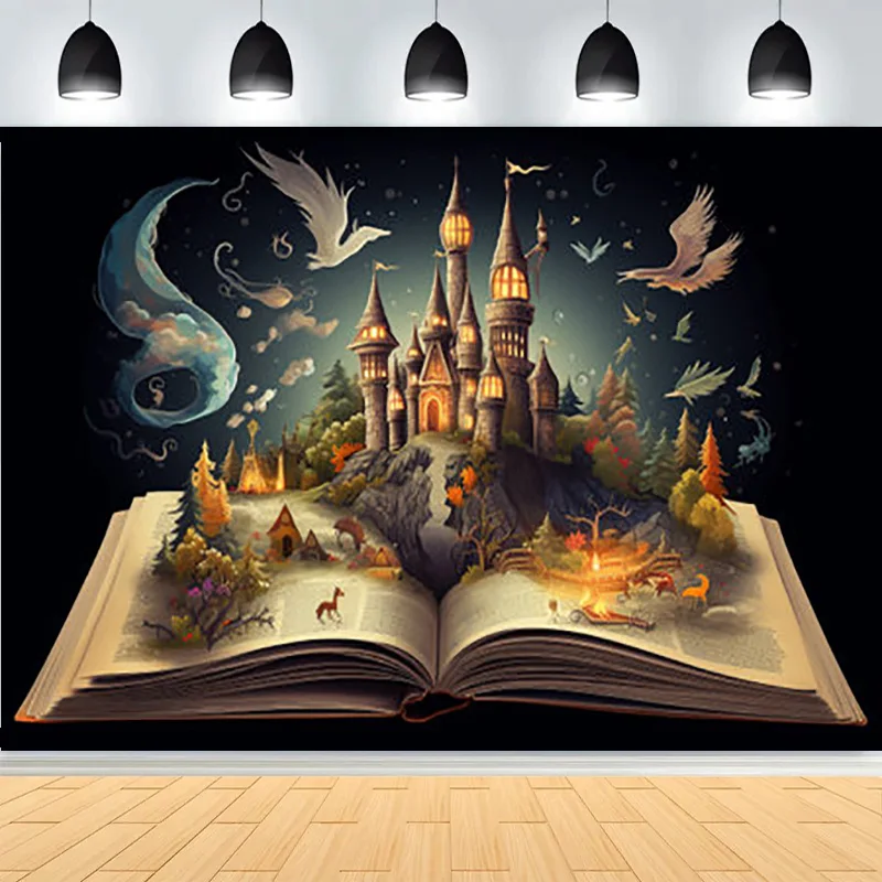 Fairy Tale Mystic Medieval Castle Photography Backdrops Props Landscape Witch Magical Book Fantassy World Forest Background MA09