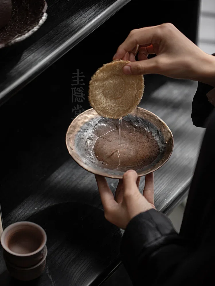 guiyintang-古い岩泥手作り金石器ポットベアリングティートレイ家庭用ヴィンテージティーポットトレイソーサー断熱-coa
