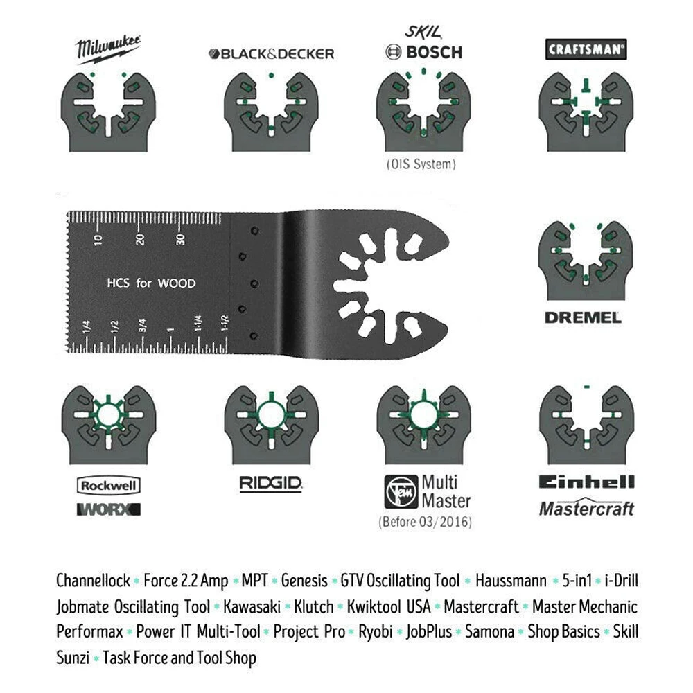 34mm Universal Saw Blade Set Oscillating Multi Tool Straight Scale Multitools Cutting Wood Saw Blades For Fein Multimaster Power