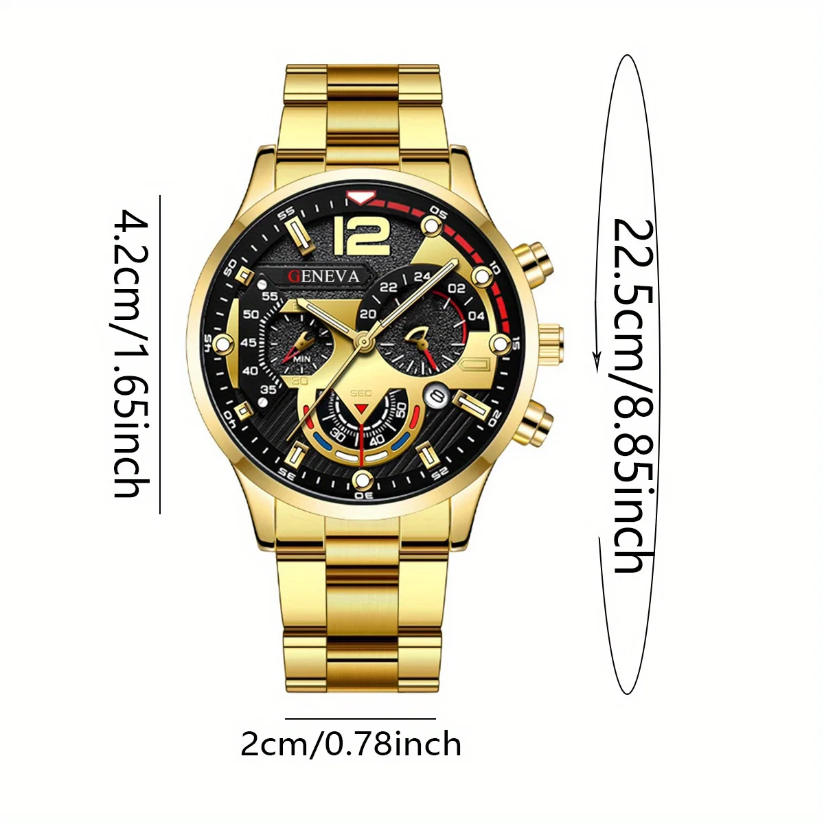 4 pezzi: set di moda da uomo, orologio al quarzo casual con calendario, collana con ciondolo a croce, anello e braccialetto - Regalo perfetto per lui