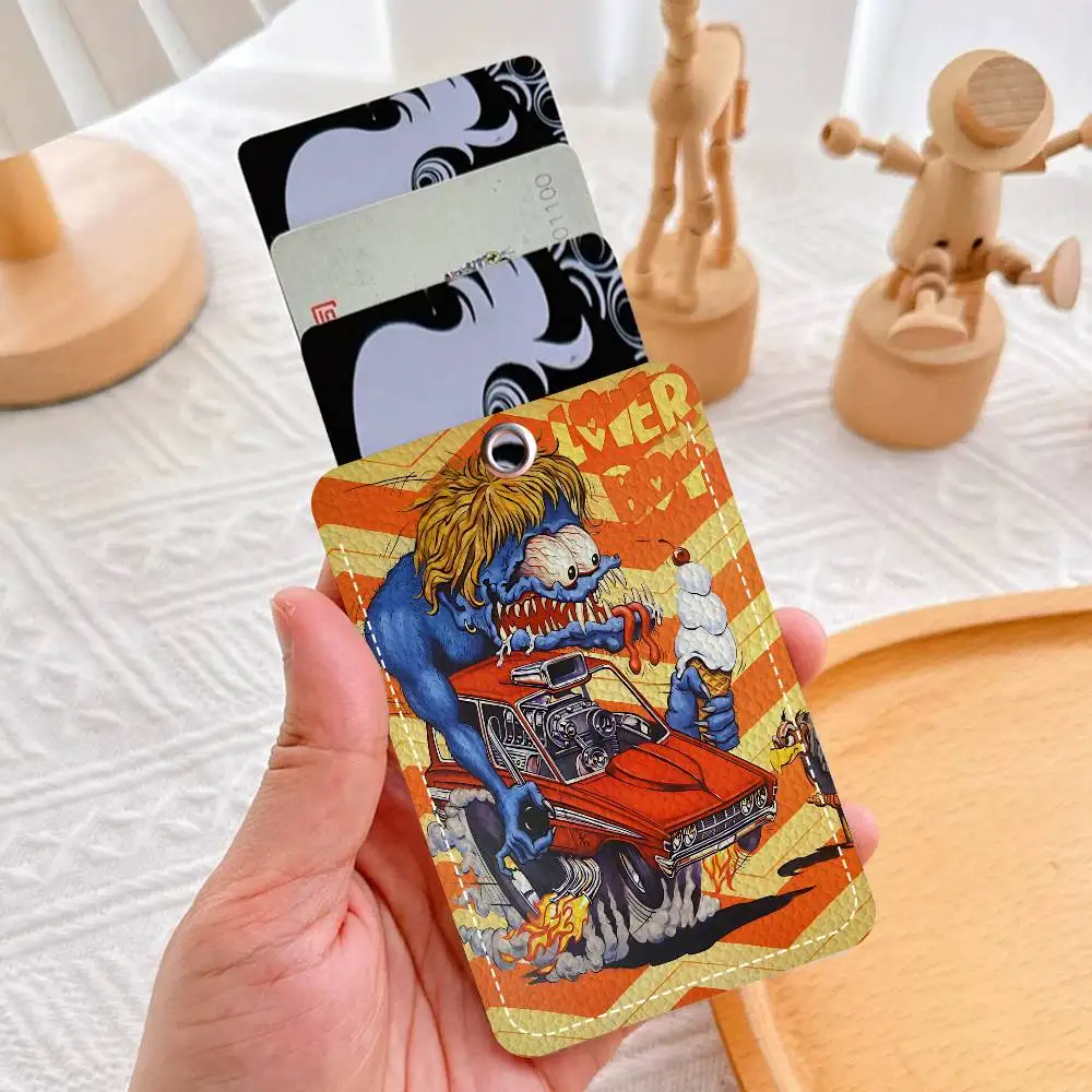 Porta-cartões retangular engraçado R-Rat F-Fink, porta-cartões de crédito crachá, porta-cartões de identificação de estudante, capa de cartões de ônibus