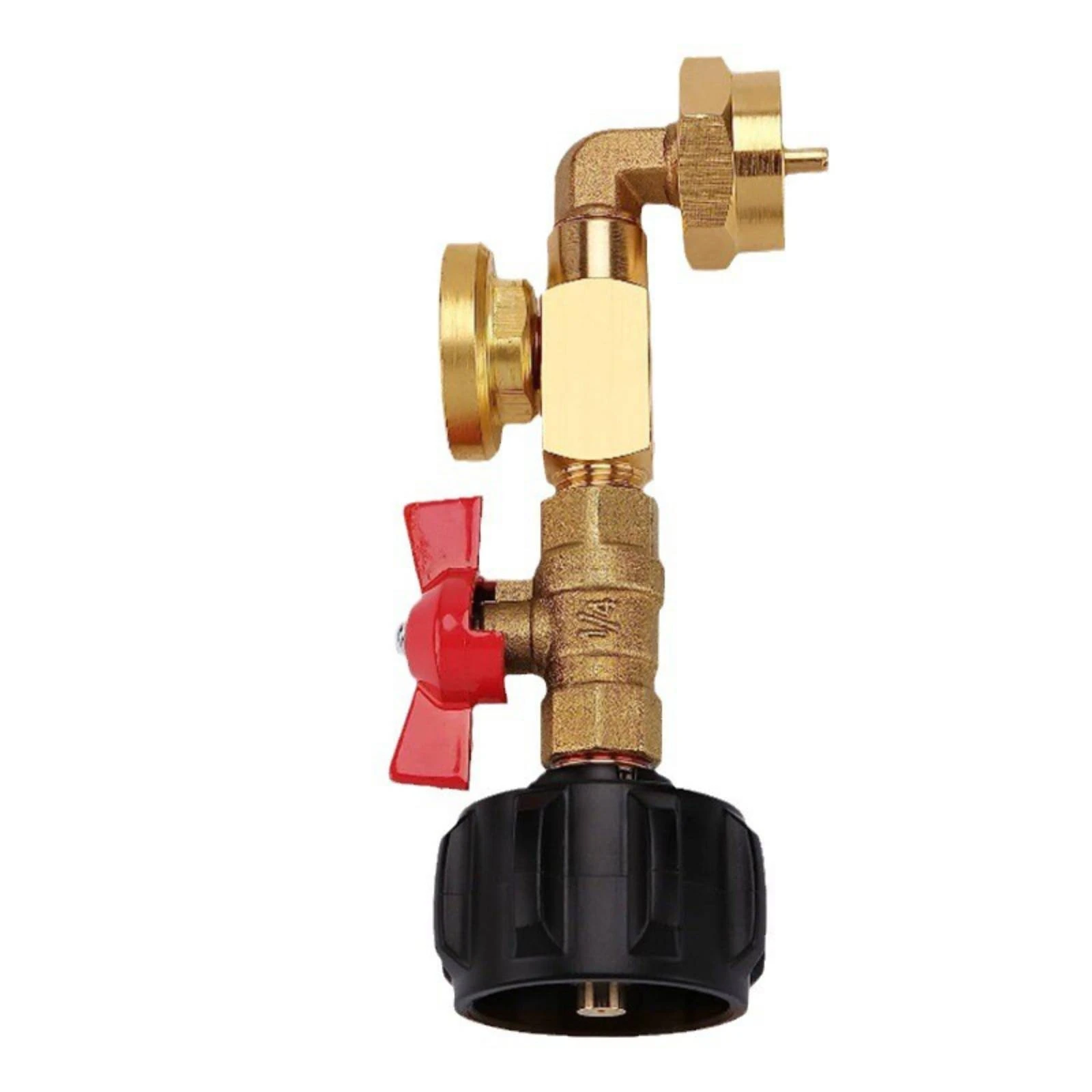 90-Degree Propane Refill Elbow with Valve Universal Compatibility QCC1 Propane Refill Adapter with Gauge Compact Portable