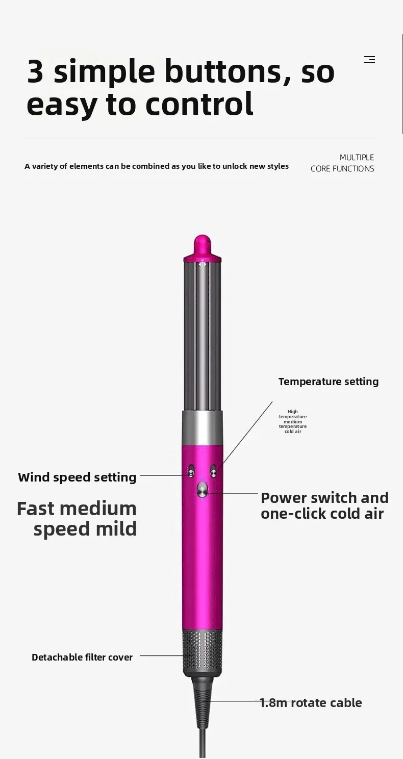 EU 7 in1 マルチヘアスタイラー カールアイロン プロ仕様 ヘアストレートナー カールバレルブラシ ヘアサロン ヘアスタイリングツール ホットコーム