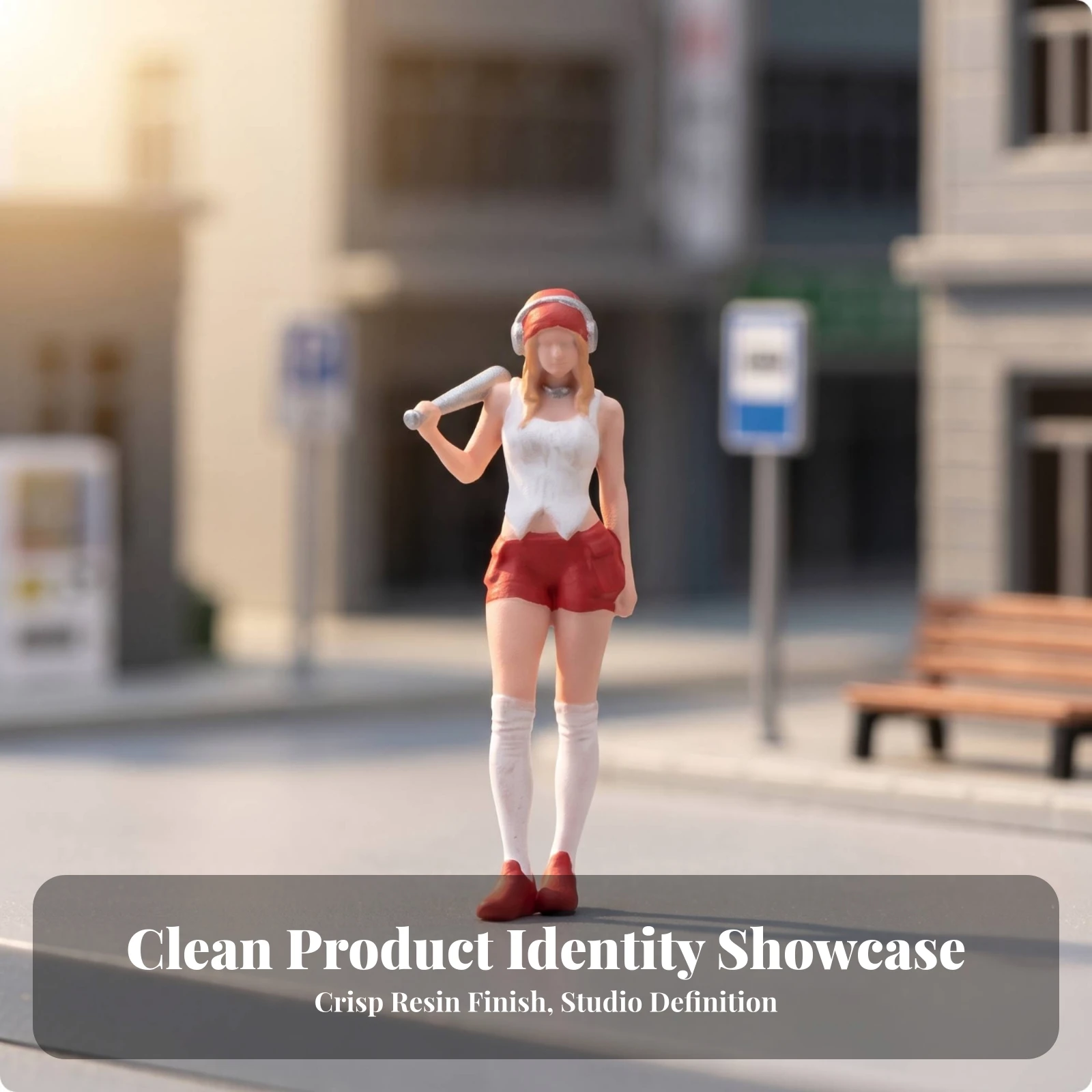 Miniature Girl Figure with Baseball Bat Realistic Street Style Female Figurine Miniature Female Figurine Sturdy Girl Figure