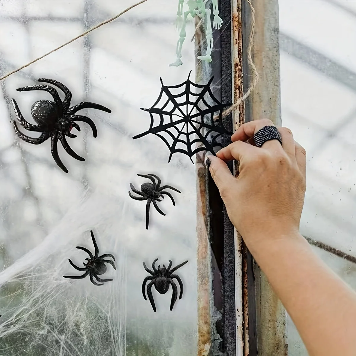 10 قطع، زينة الهالوين، مزحة، دعائم مزحة عنكبوت بلاستيكية صغيرة ومثيرة للاهتمام، عيد الميلاد، دعائم صور الهالوين