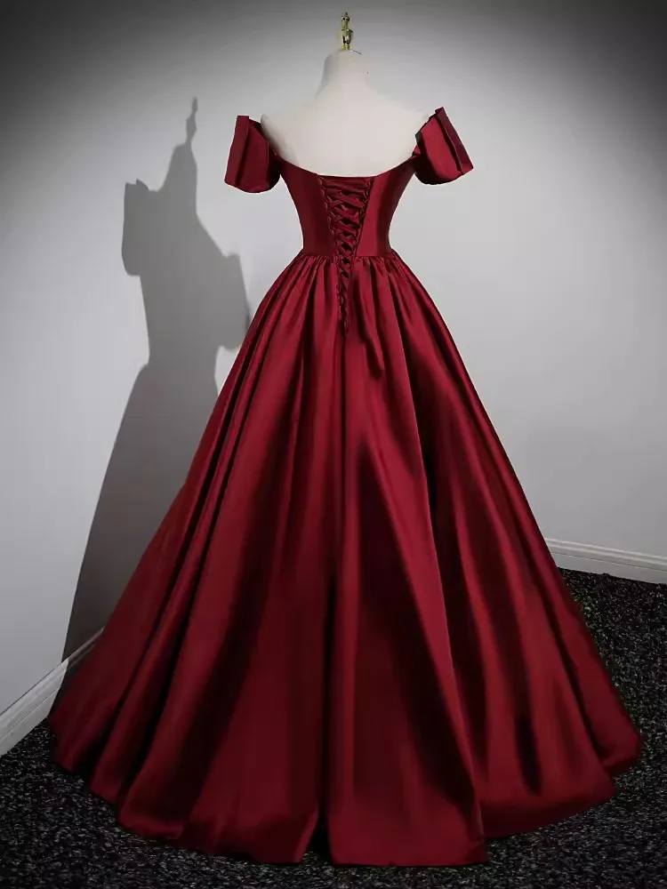 Customized Modern Wine Red Bride Evening Dresses V Neck A Line Women Prom Wedding Party Dress Bridesmaid Vestidos De Noche 2025