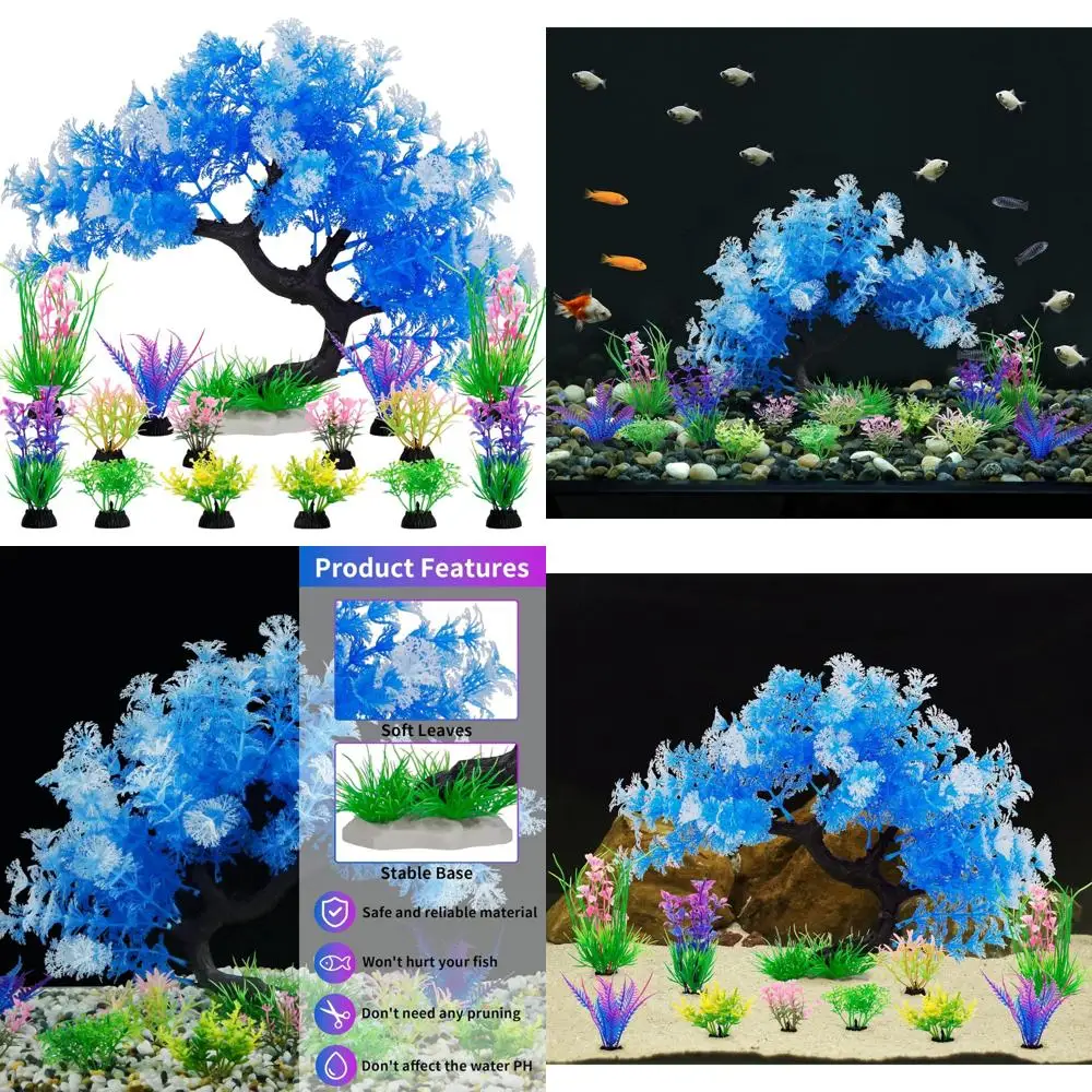 

Украшения для аквариума, набор из 15 штучных аквариумных растений, набор деревьев для декора аквариума (набор буль)