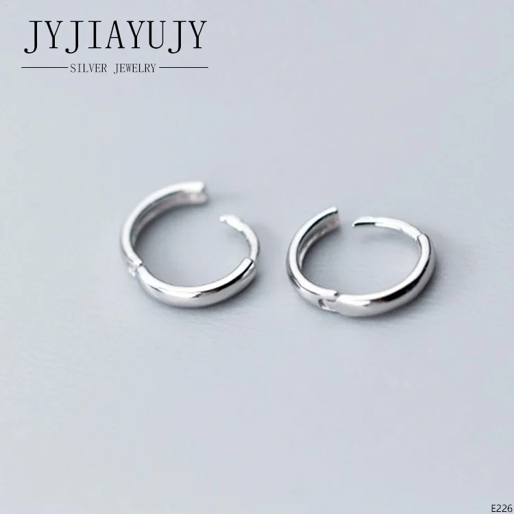 JYJIAYUJY 100% Sterling Silver S925 Hoop Earrings 2MM Line Shape Fashion Casual Elegant Hypoallergenic Women Jewelry Gift E226