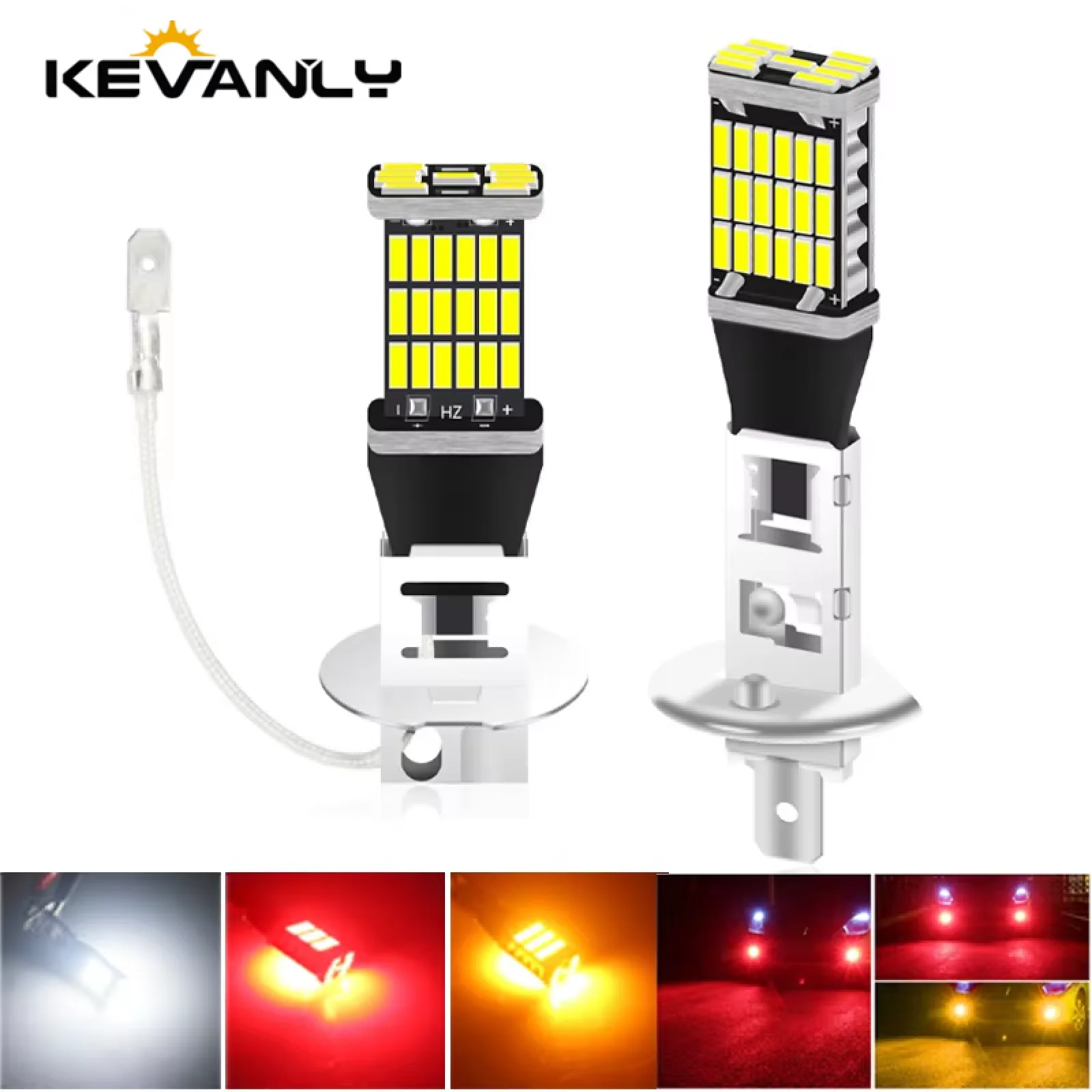 2PCS H1 led H3 LED Led Car lamps fog lights LED Fog Headlight Bulbs 6000K White Auto Fog Lamp Day Running Light WHITE/AMBER/RED