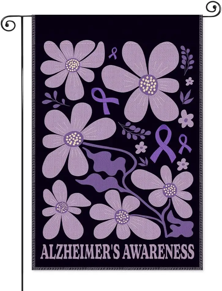 Alzheimer's Awareness Garden Flag, Double Sided Home Yard Outdoor Indoor Decor Banner, Support Alzheimer Recovery Memori UUL EEZ