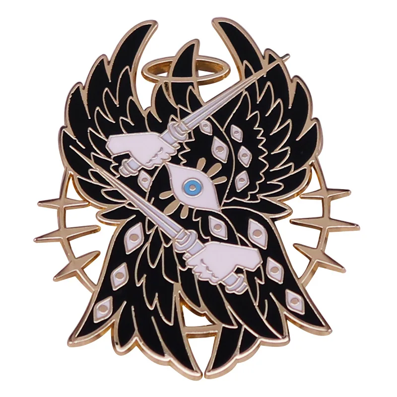 Science Fiction Animation Organization Badge Metal Angel enamel lapel Brooch Denim Jacket Backpack Pin Decoration Jewelry Gift