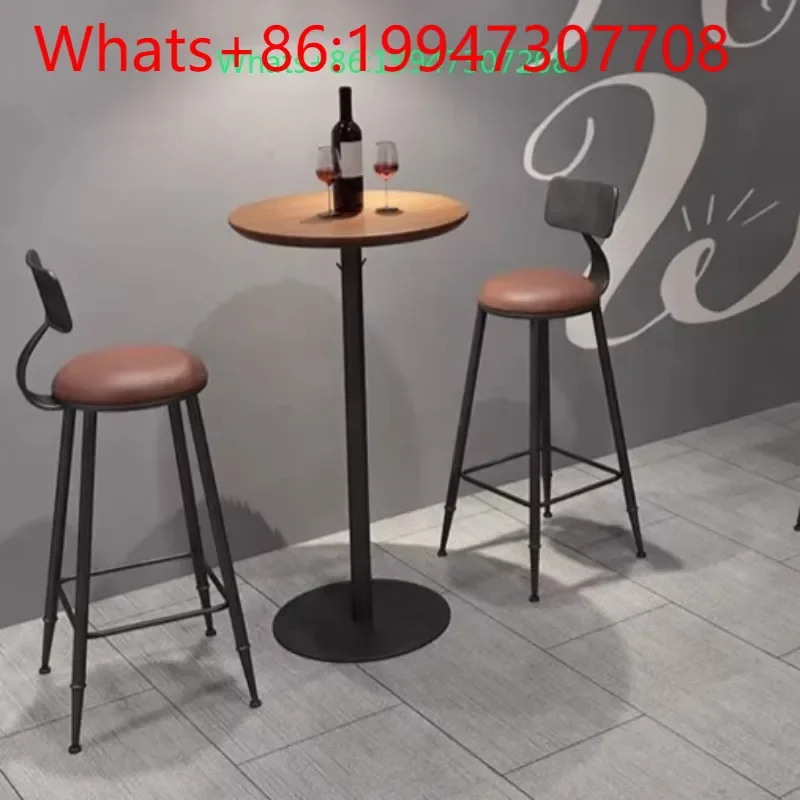 American industrial retro personalized bar chair cafe western restaurant bar solid wood wrought iron back chair