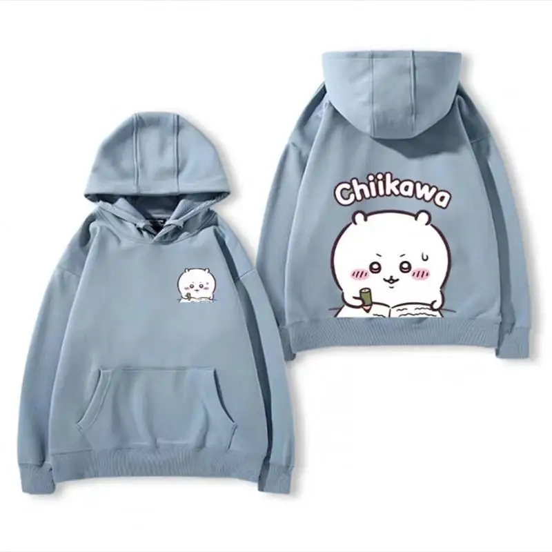 Chiikawass japonia Kawaii Hachiwares para bluza z kapturem i kapturem Street Style studenci rozrywka wszechstronne luźne topy chłopiec dziewczyna