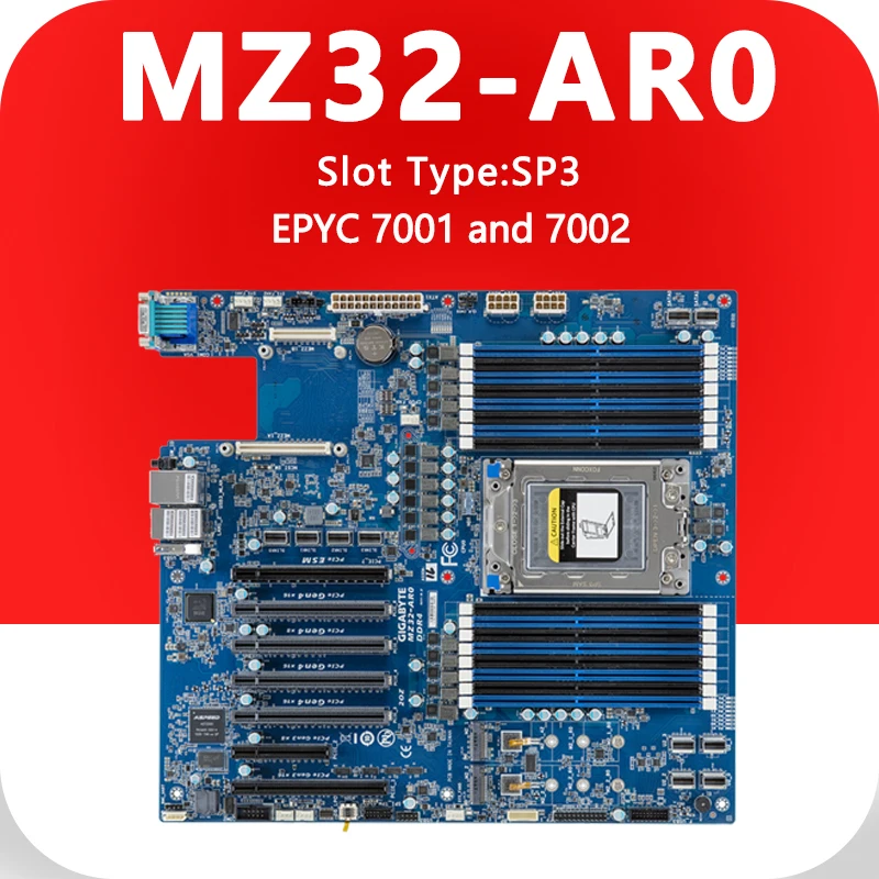 MZ32-AR0 Motherboards EPYC 7001/7002 Series Processor M.2 DDR4-2400MHZ 7261 7351P 7551P 7601 7282 7302 7532 7642 FOR MZ32 AR0