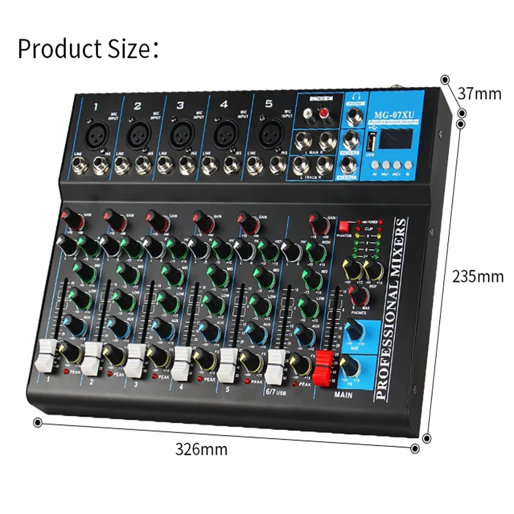 Audio 7 canali, Mixer Audio USB scheda Mixer Audio, Mixer Audio professionale scheda Audio Console Desktop con Bluetooth Wireless