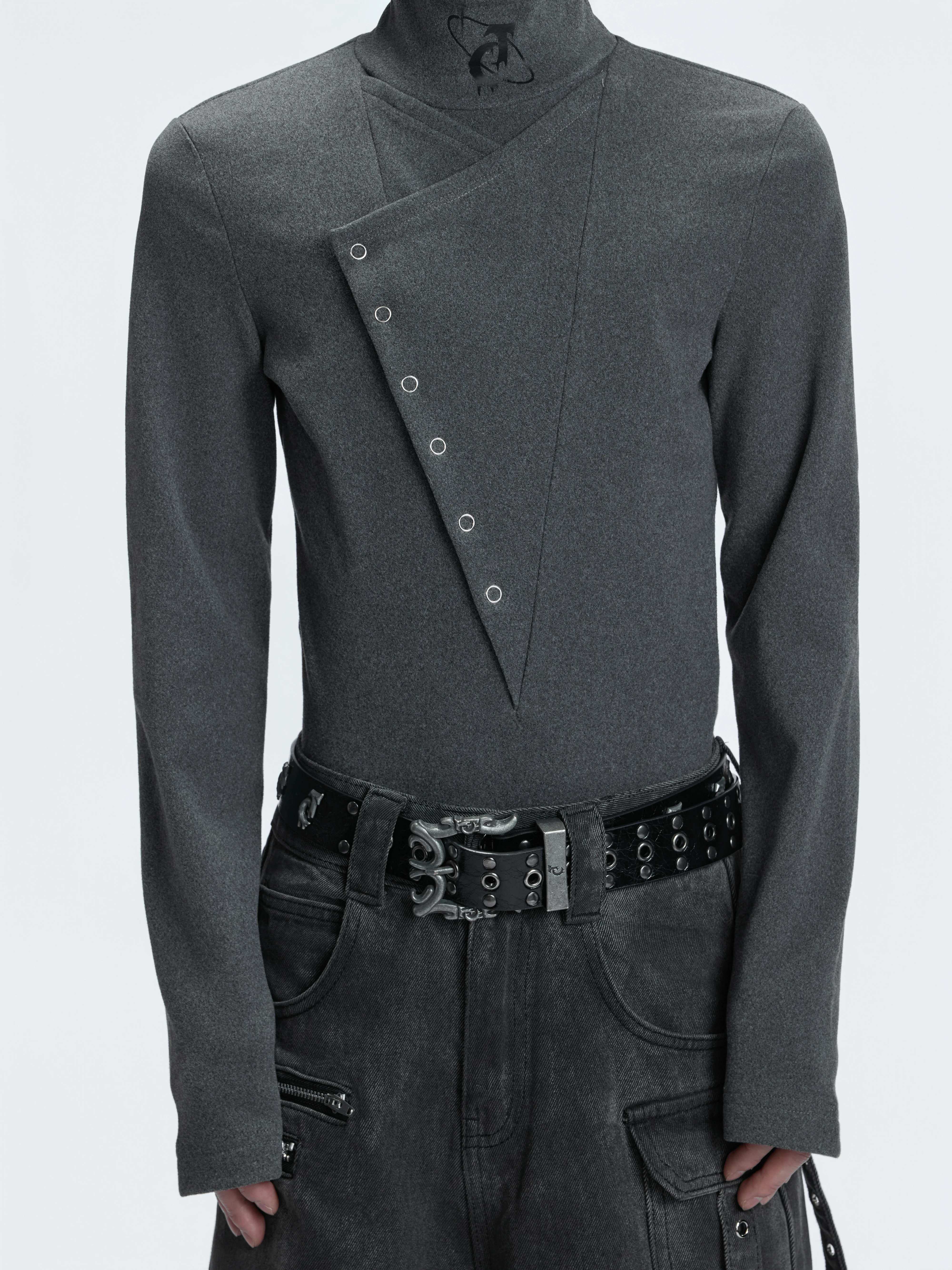 ArguE CulturE High Collar Patchwork  Color Long Sleeve Wool Cotton Blend Warm Base Shirt Inner Wear Fashion Urban Style