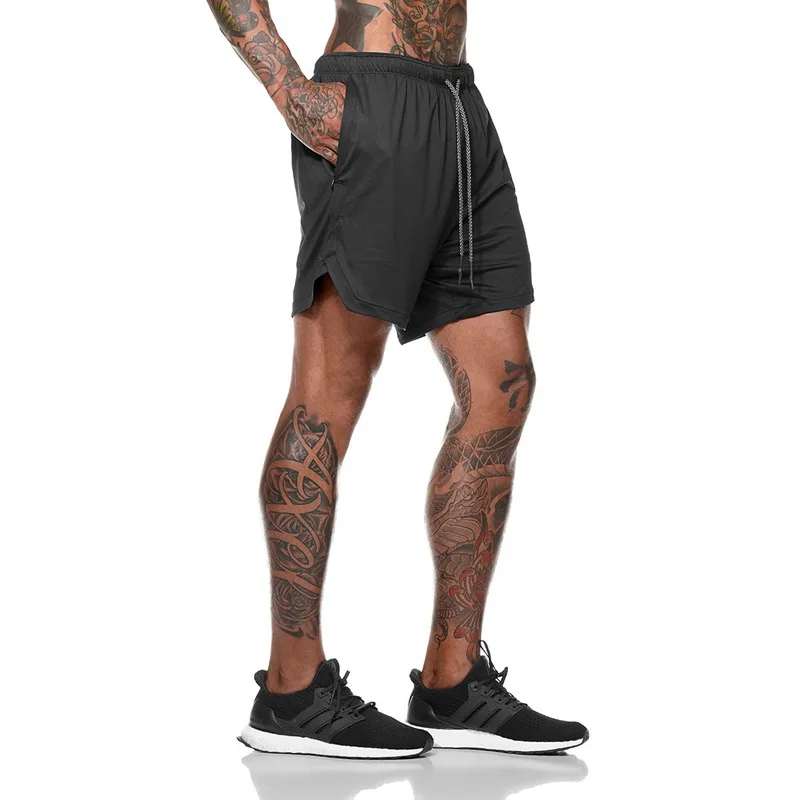 Double-layer sports shorts Men's summer trend loose sports 2 in 1quick dry Breathable running casual training five quarter pants image 4