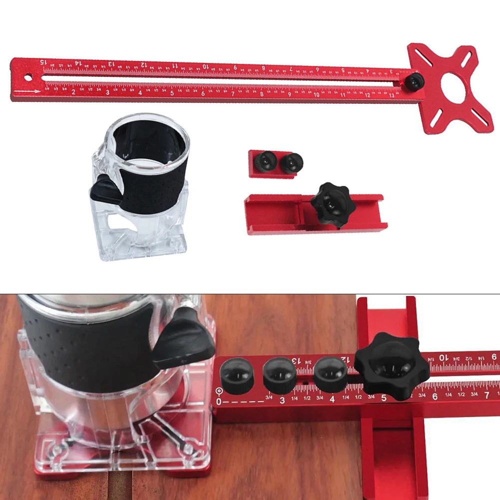 

4in1 Milling Cutter Slot Bracket Woodworking Drilling Dowel Guide Punching Locator Milling Cutter Circular Cutting Fixture