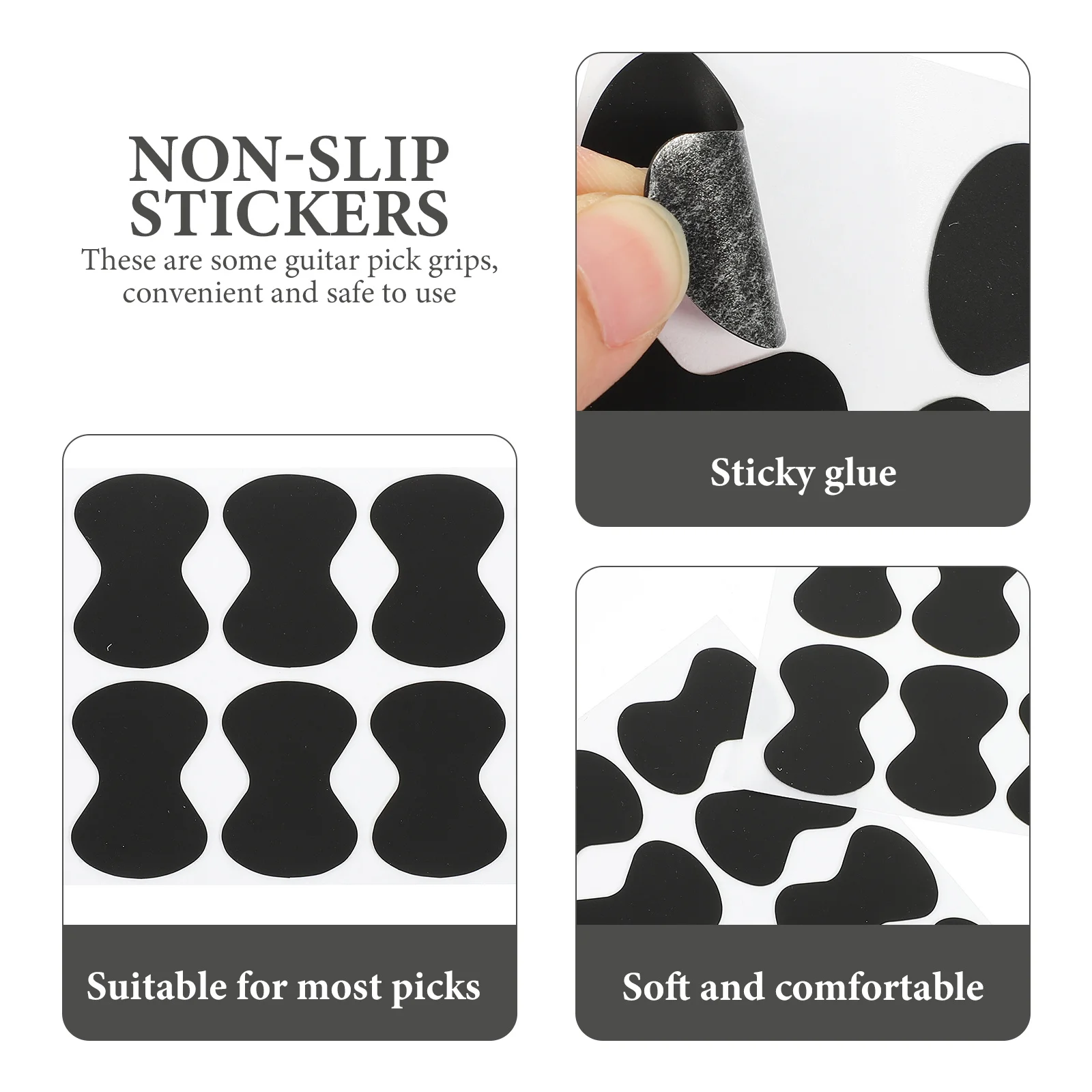 

20Pcs Anti-Slip Guitar Pick Grips Eva Self-Adhesive Grip for Enhanced Friction and Secure Hold Black Guitar Pick Grips