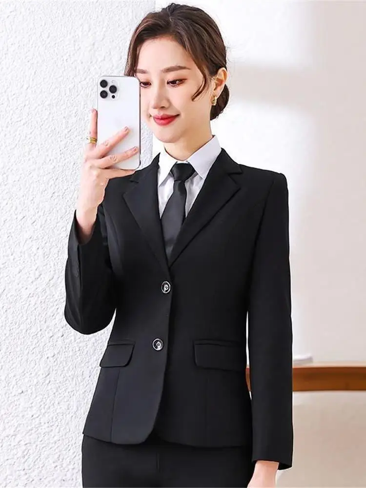 

Bla Повседневный деловой женский костюм Jaet Корейский Sle Cleanfit ort Length Long Sve Interview Спецодежда Весна Осень Новый M...