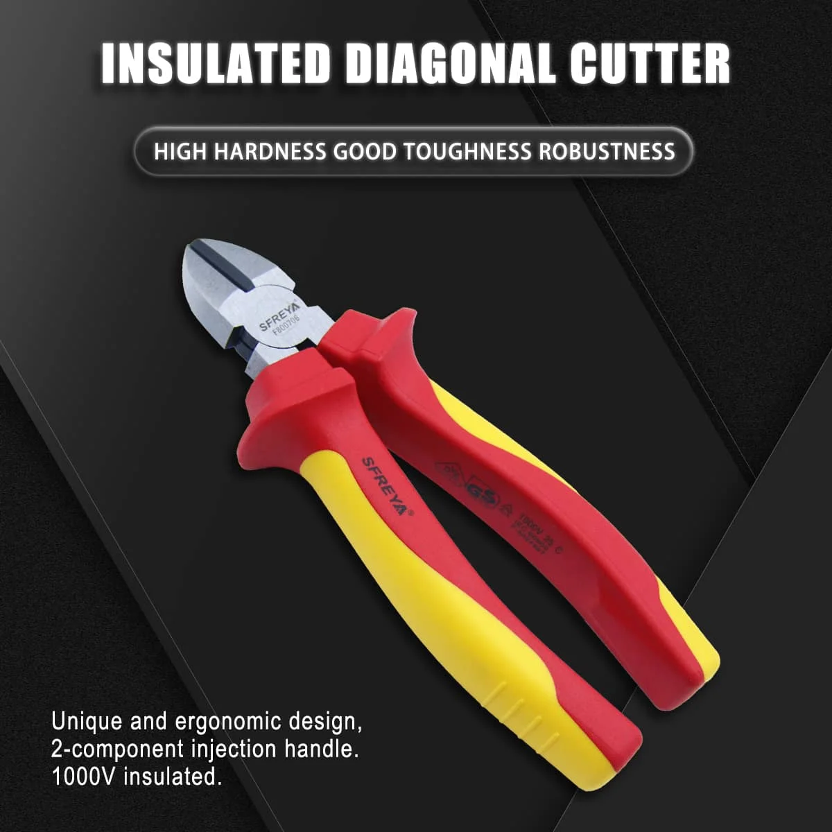 SFREYA F8007 Insulated Diagonal Pliers High Quality Safe Electrician Tools with Comfort Grip