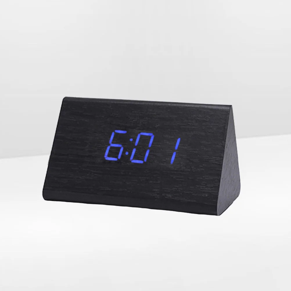 

Classical Exquisite LED Wooden Alarm Clock Large Digital Display Sound Activated Desk Clock Indoor Temperature Celsius