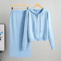 2025 new women's Knitted Cardigan High Waisted Buttocks Wrapped  Skirt 2 Piece Suits Luxury Hot Diamond Fashion Sets - Image 4