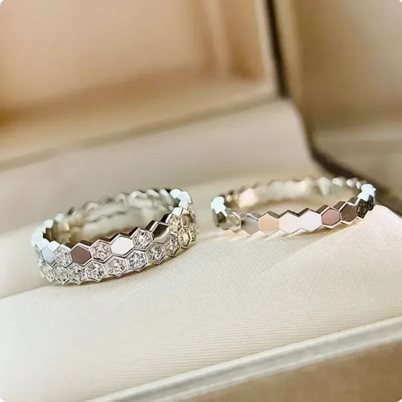 خاتم من الفضة الإسترليني عيار 925 تمهيد AAA زركونيا على شكل قرص العسل للنساء مجوهرات راقية