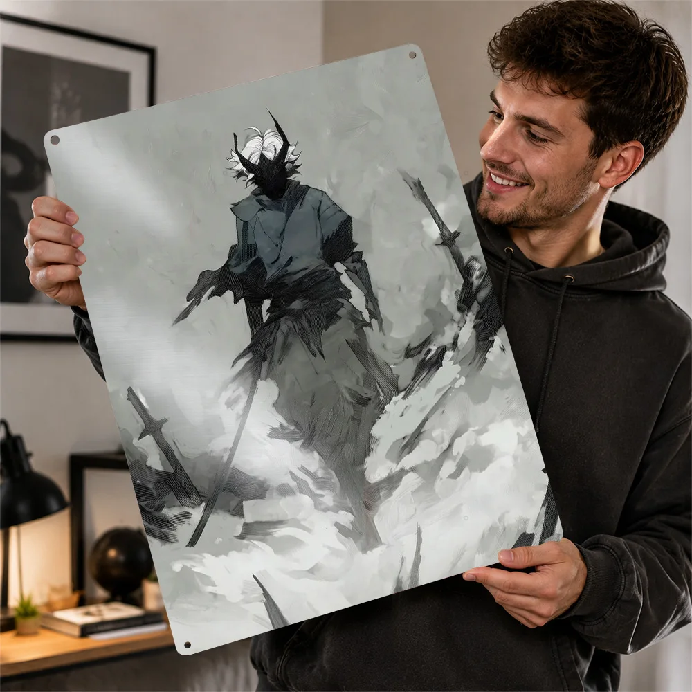 Shadow Slave Snowfield Warrior Textured Poster Customized Metal Tin Sign Digital Adventure Tribute Wall Art Enhances Game Room