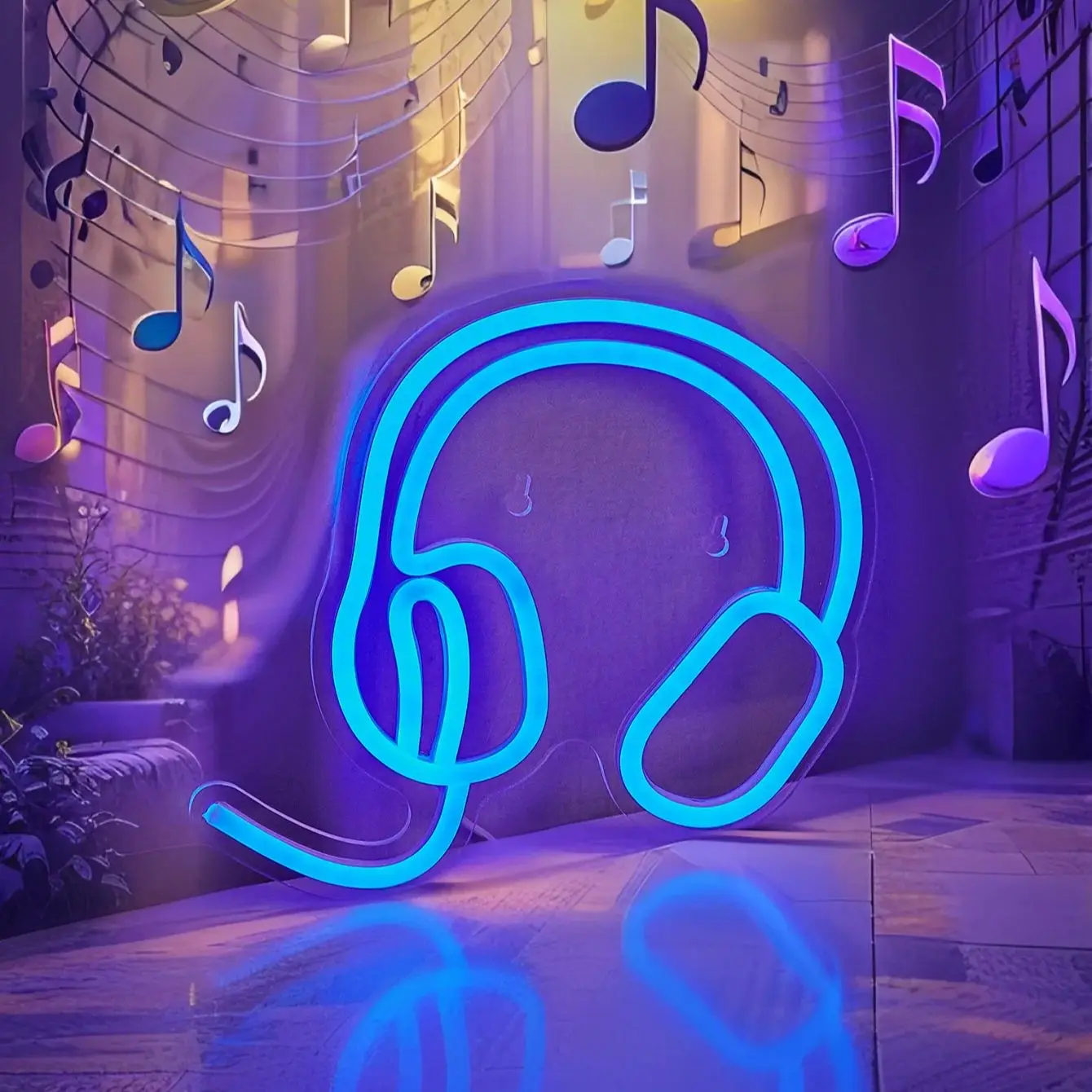 

Светодиодные неоновые наушники Chi-buy, неоновые вывески с питанием от USB, ночник, 3D-декор для стен, лампы-вывески для спальни и гостиной, подходят для