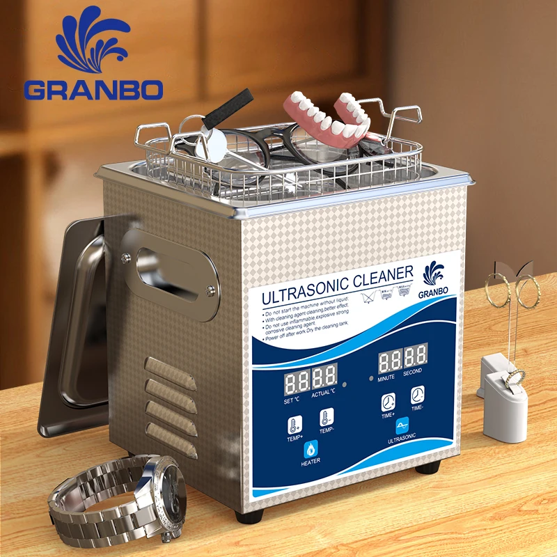 Granbo Portable Ultrasonic Cleaner 2L 60/120W Digital Cleaning Machine 40KHz 110V/220V Degas Ultrasonic Bath Jewelry Washer