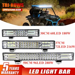 LED Light Bar 180W 216W 288W 3 Rows Flood Combo LED Driving Fog Lamp Off Road LED Work Lights for 4x4 Led Bar ATV UTV SUV