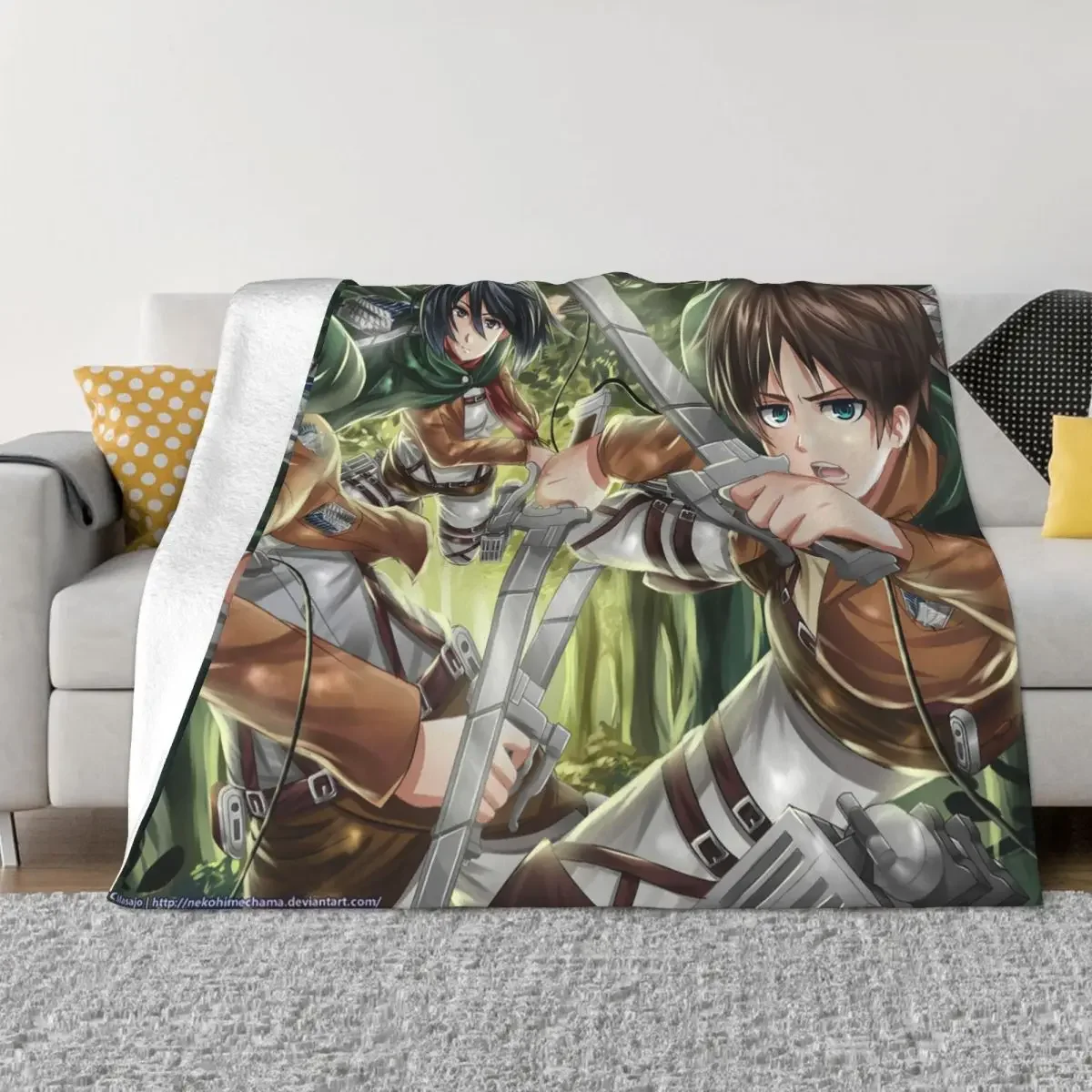 Attack On Titan Flannel Throw Blankets Shingeki No Kyojin Anime Blanket for Bedding Car Super Warm Bedroom Quilt